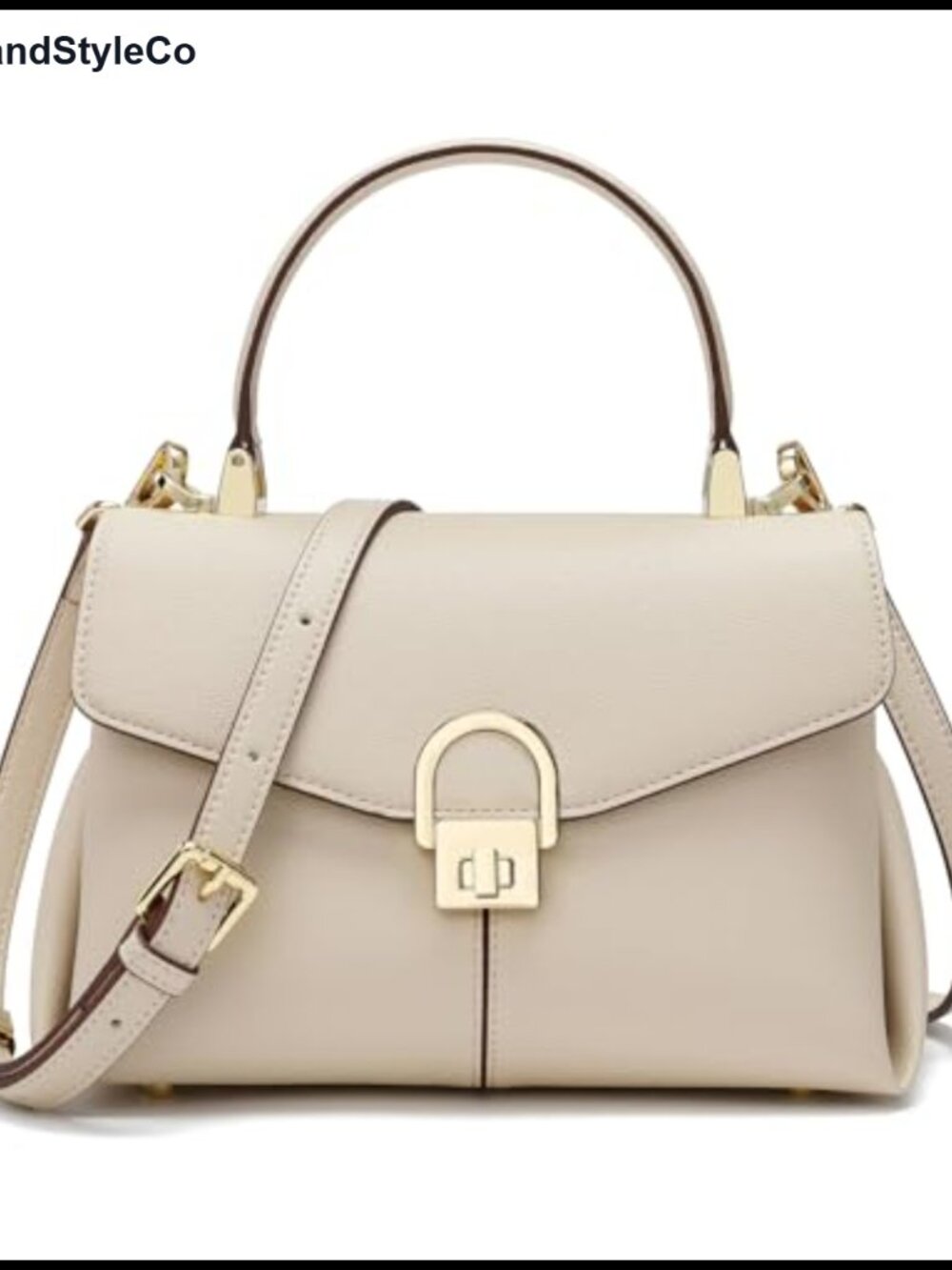 Synthetic Leather Top Handle Satchel Tote Bag with Metal Button Lock